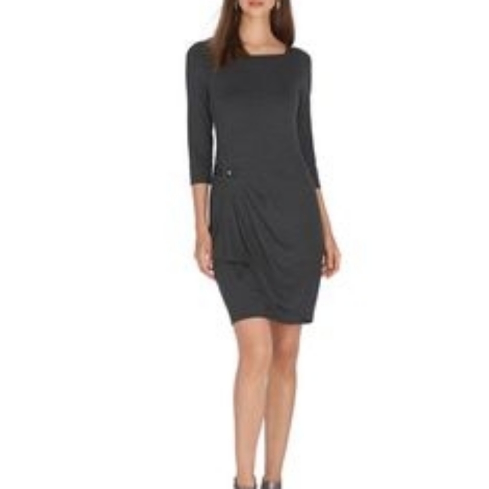 White House Black Market Side Ruched Dark Gray Casual Dress S